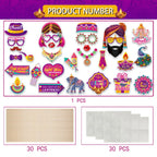 30Pcs/Set Happy Diwali Theme Photo Booth Props