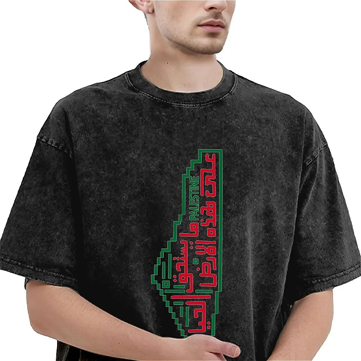 T-Shirt Palestine Map with Arabic Calligraphy