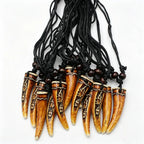 Retro Carved Elephant Faux Tusk Necklaces