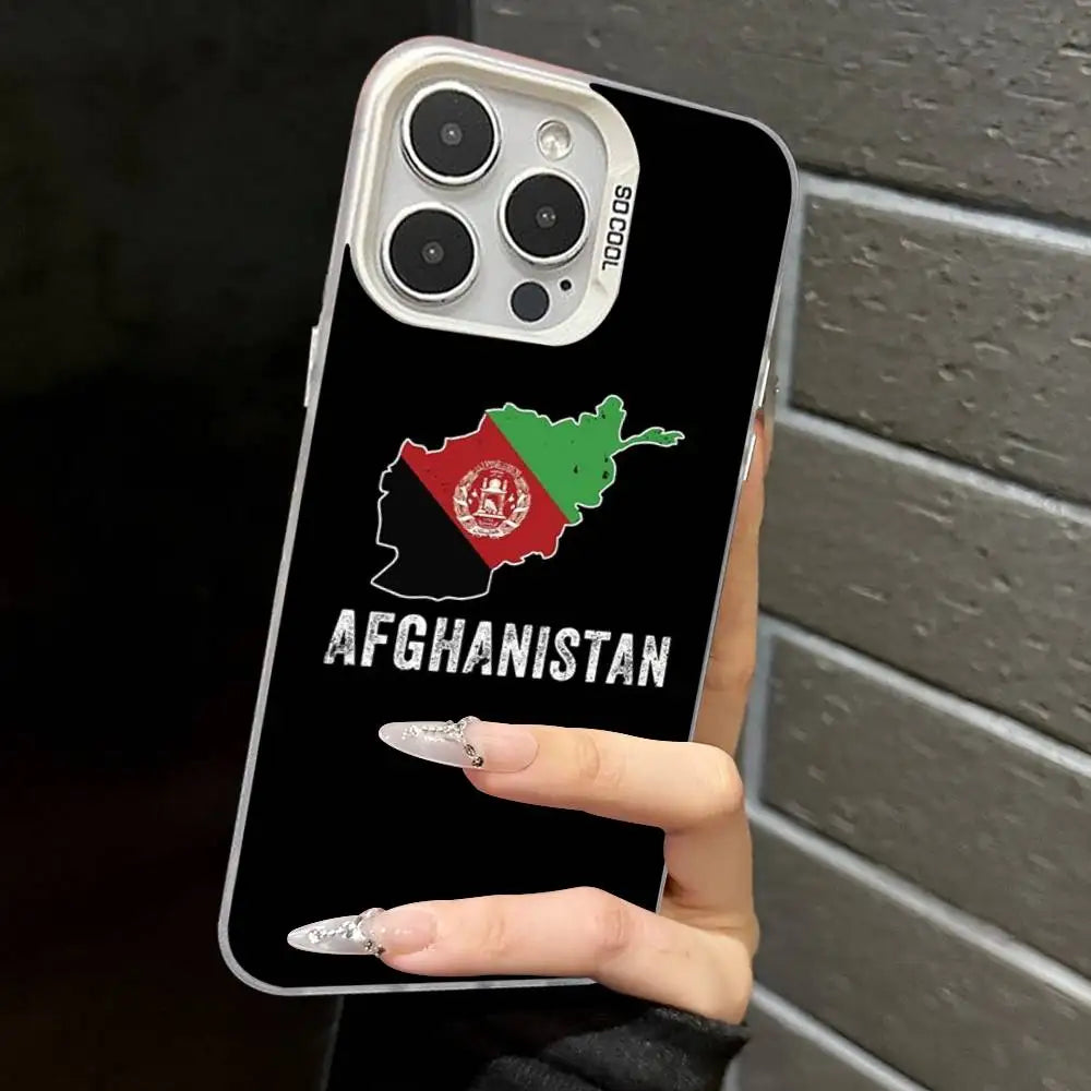 Afghanistan Flag Silver Plated Inside Phone Case For iPhone