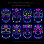Waterproof Fluorescent Temporary Tattoo Stickers Day of the Dead