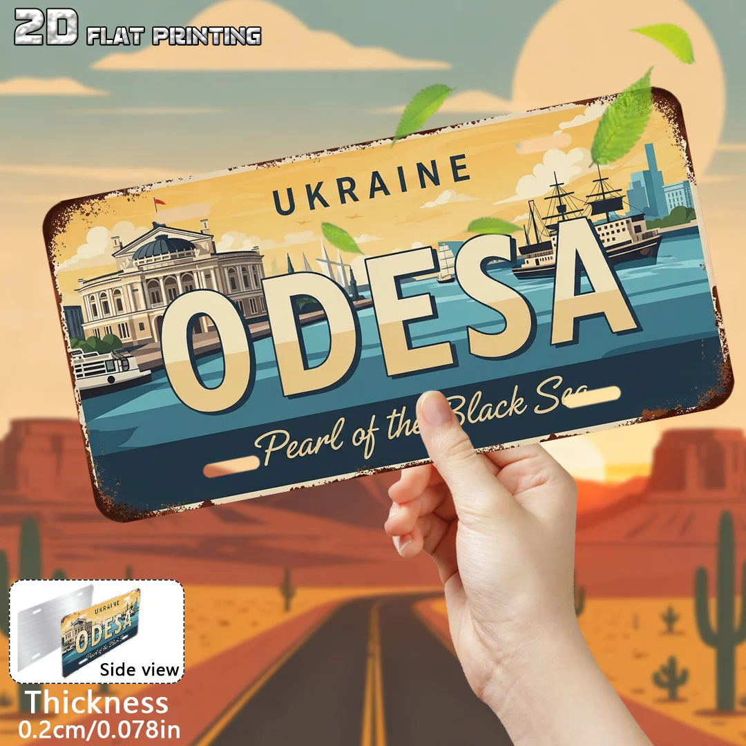 2D Flat, 1pc Ukraine Odesa City Vintage Metal Sign