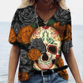 Skulls T-shirt Women's Short Sleeve, Day of the Dead