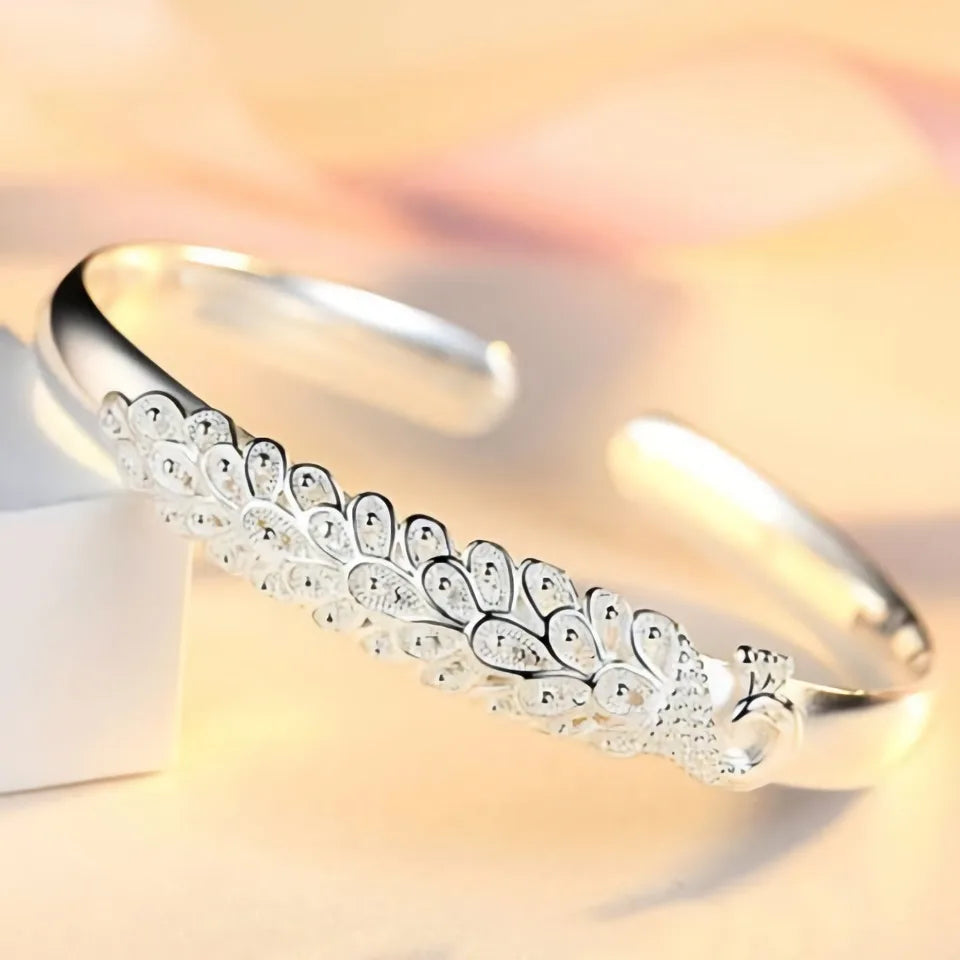 Adjustable Sterling silver elegant Peacock bracelet