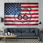 USA Flag  Banner Route 66