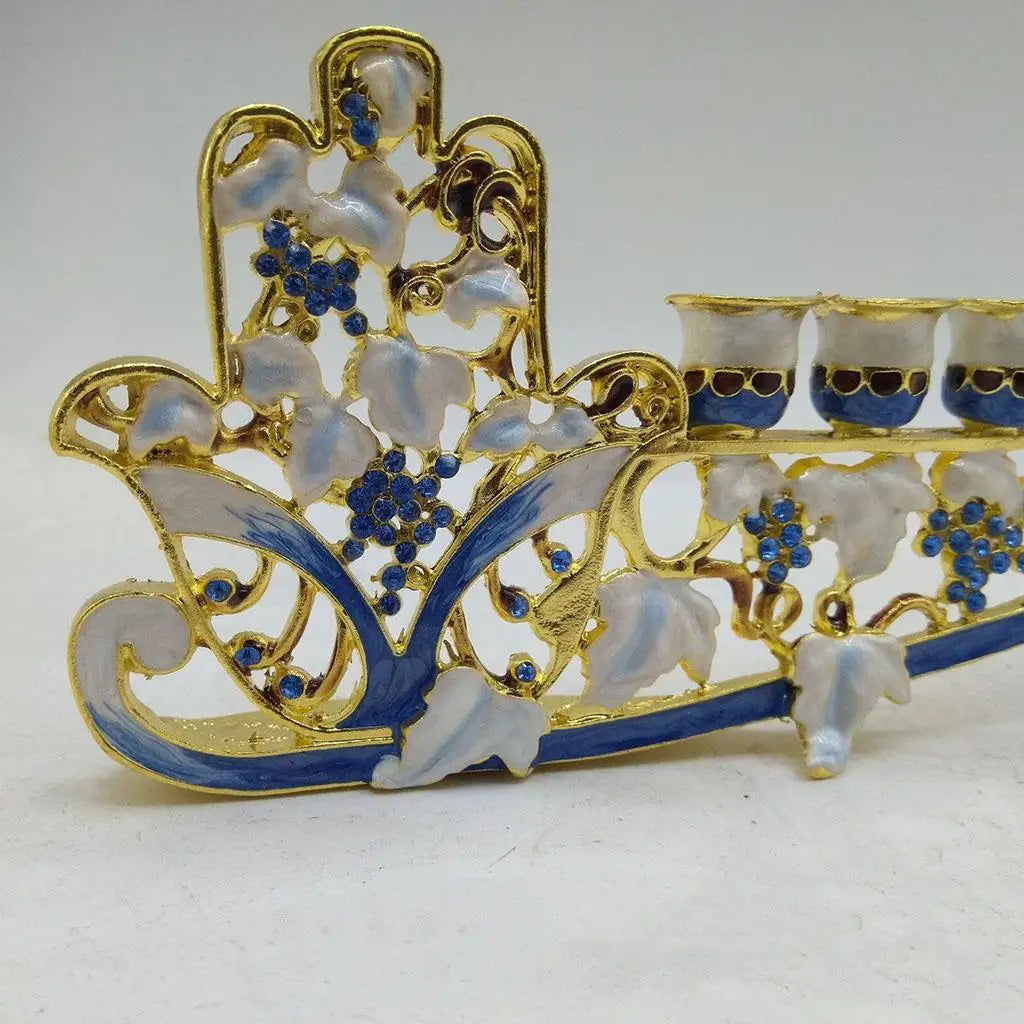 Hanukkah Hand Painted Enamel Menorah Candelabra Chanukah
