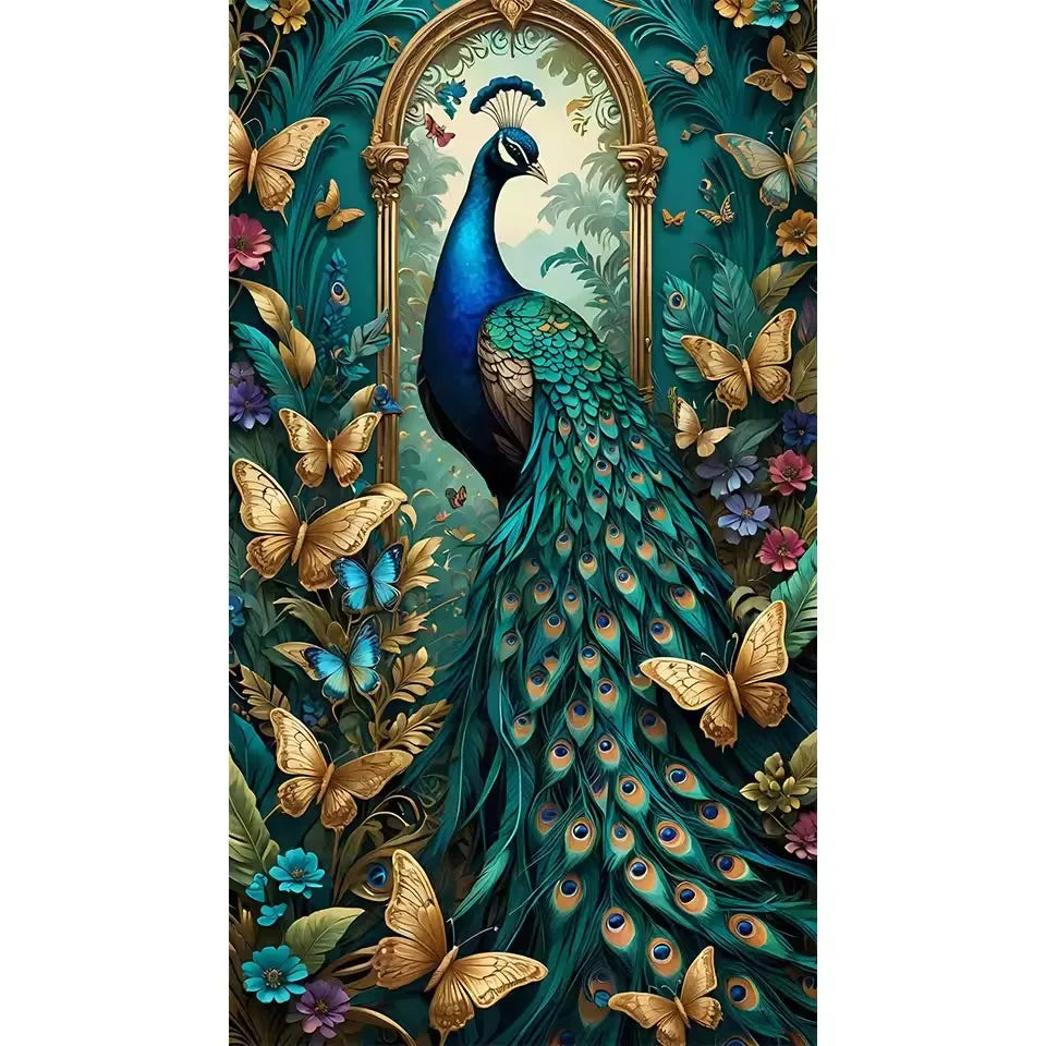 Diamond Art Beautiful Peacocks Flowers Tree Kit