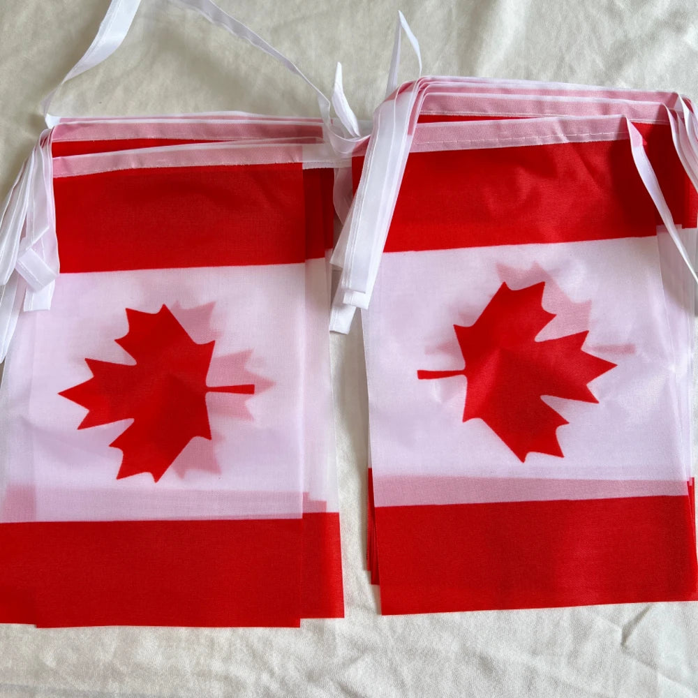 Canada  Flag 14x21cm Size 20 pieces National Flag Lines Hang On One Rope Canada Buntings  String Maple Banner Flags  Quality Pol