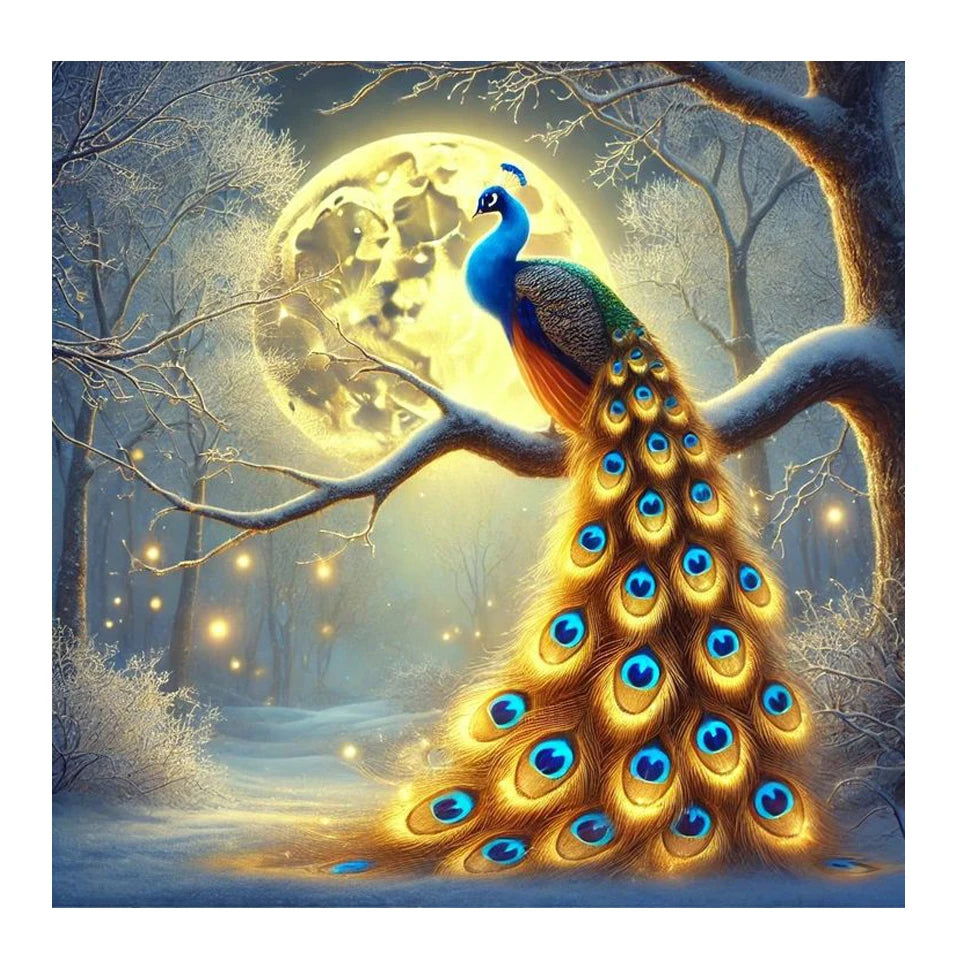 Golden Peacock Diamond Art