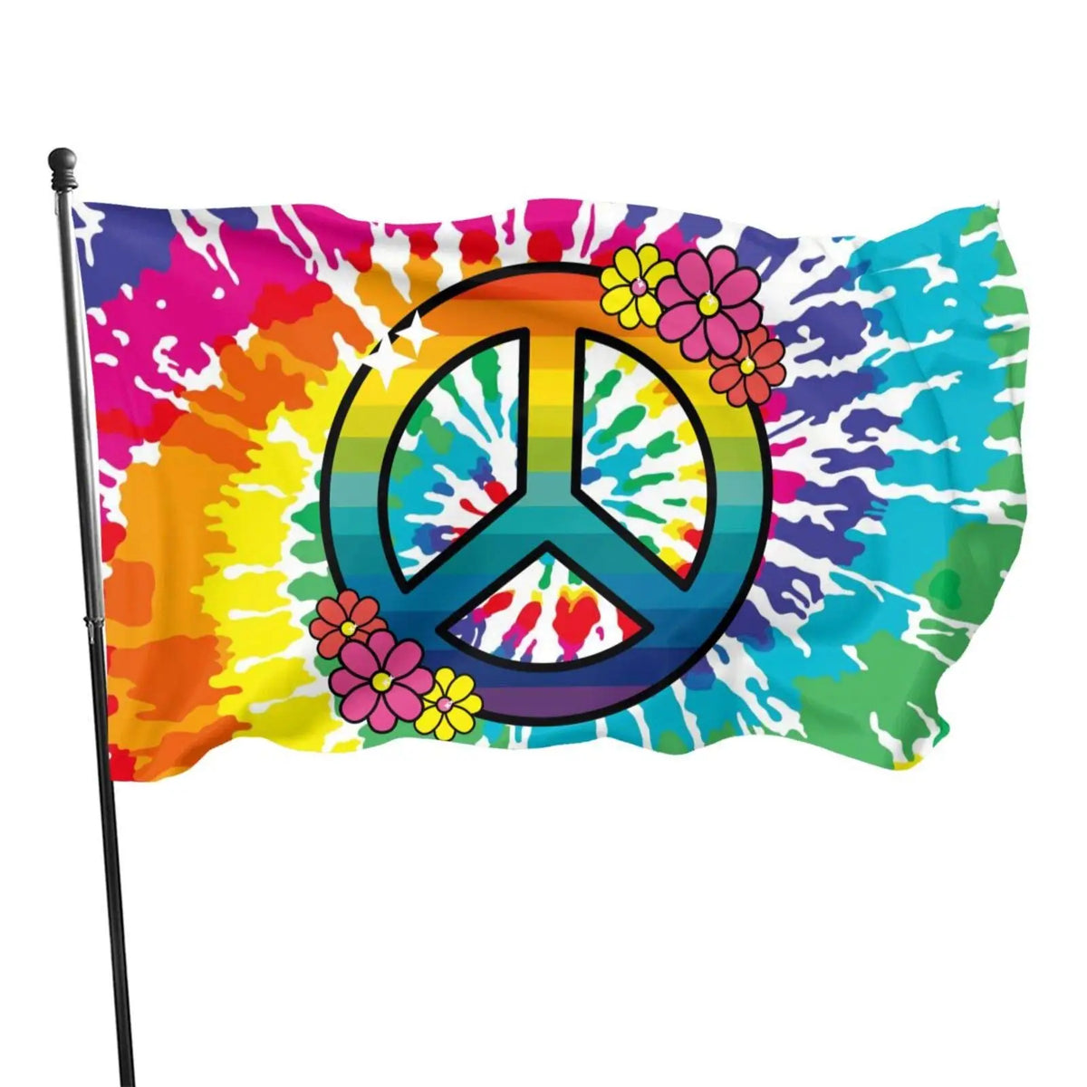 Hippie Peace Sign Flag Love and Peace