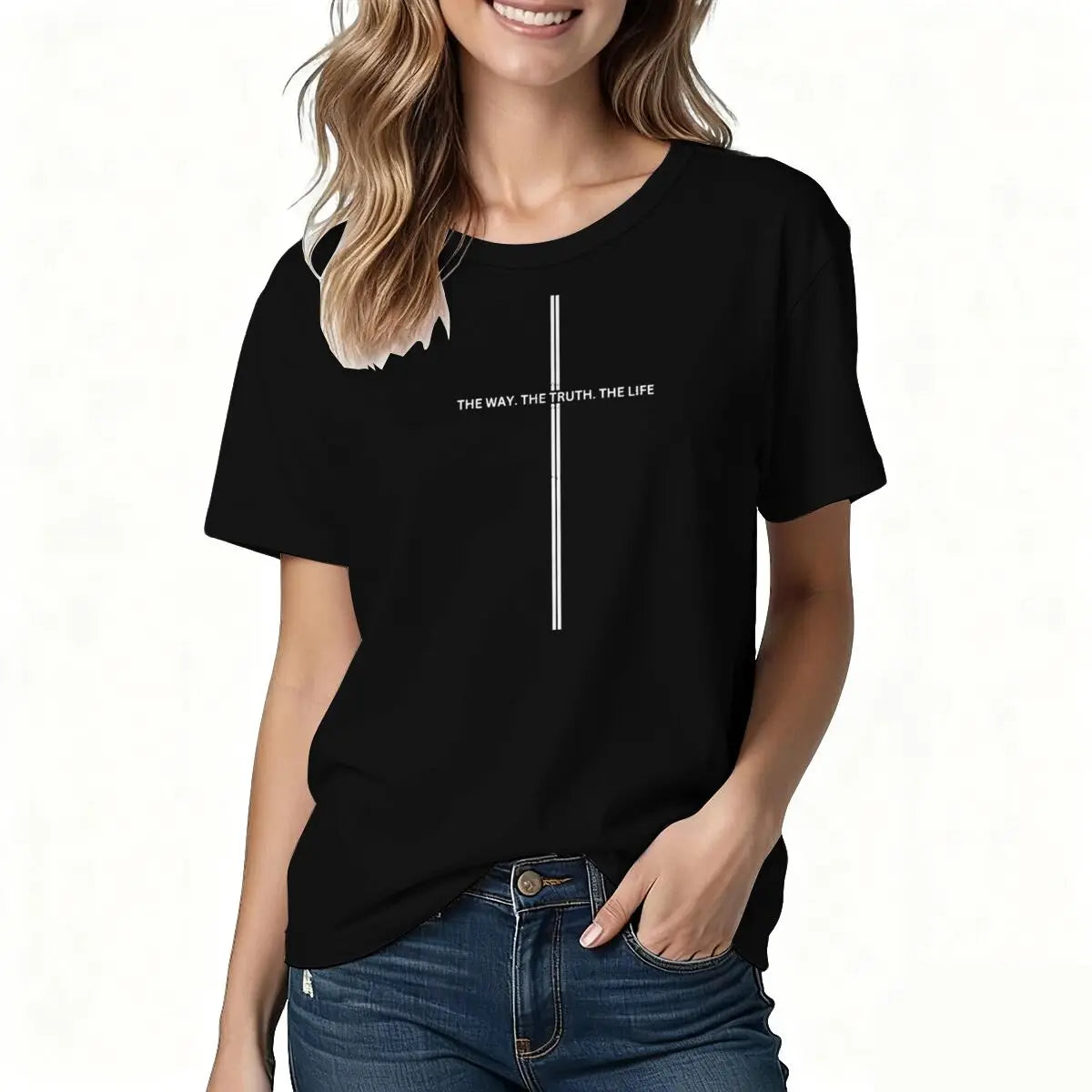 Jesus Cross Print Christian T-shirt