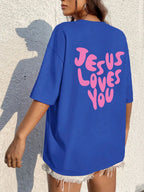 Jesus Loves Me Letter Female Cotton T-Shirts