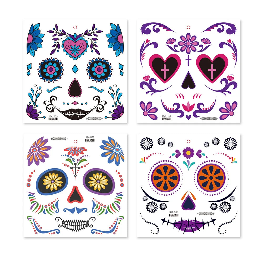 Day of the Dead Face Temporary Sticker Kit