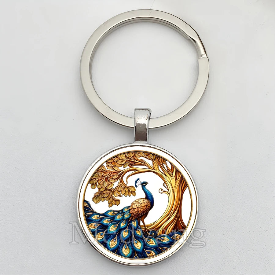 Beautiful Colorful Peacock Keychain