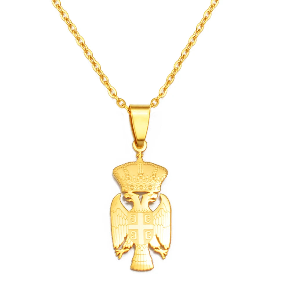 Serbia Eagle Pendant Necklace – Stainless Steel