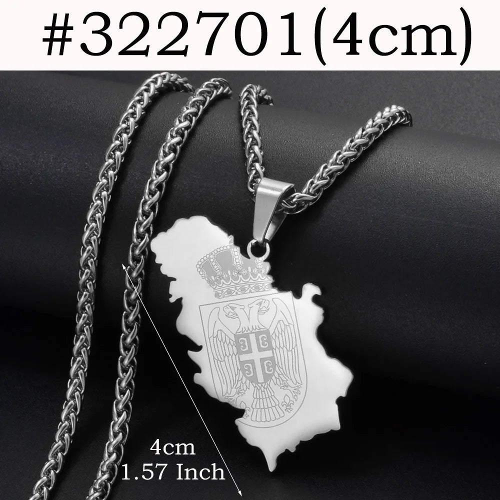 Anniyoc Republika Srbija Map Flag Pendant Necklaces