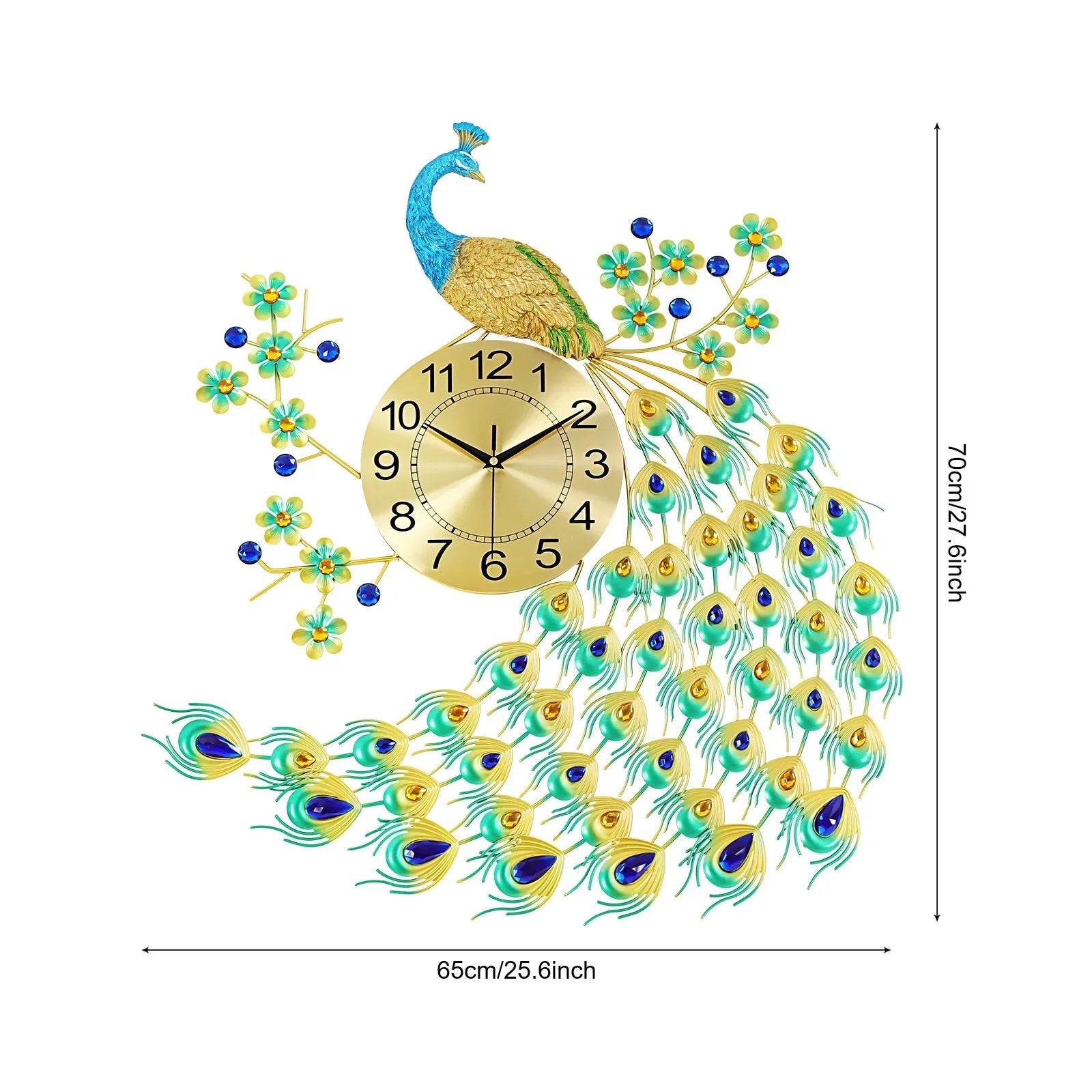 29.5" Large Peacock Wall Clock