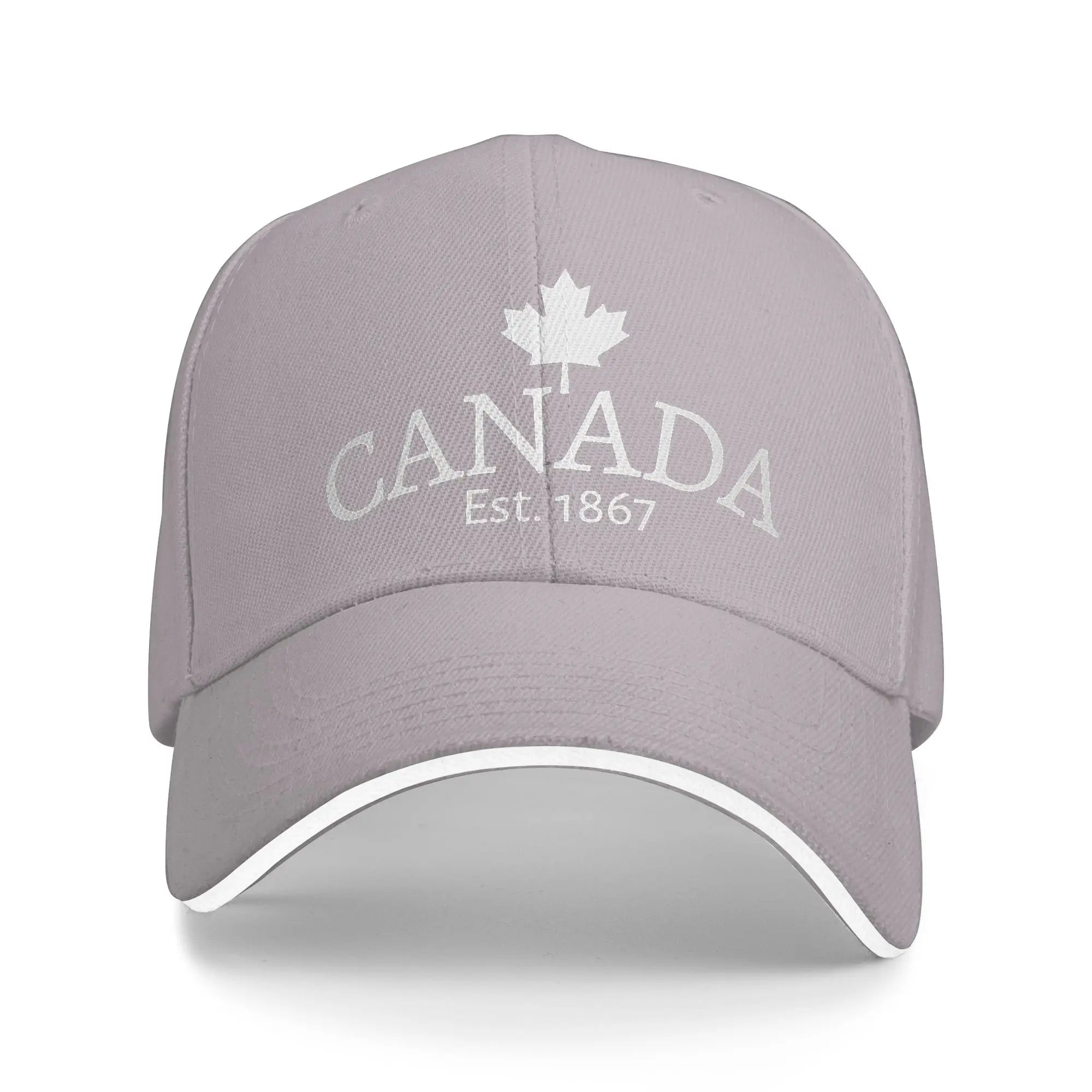 Whtie Canada Est. 1867 with small Maple Leaf Canada Baseball Cap  Outdoor Sport Sunscreen Trucker Hat Female Male Snapback Cap