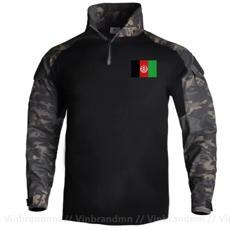 Afghan Flag Design Men's Long Sleeve Combat Uniform