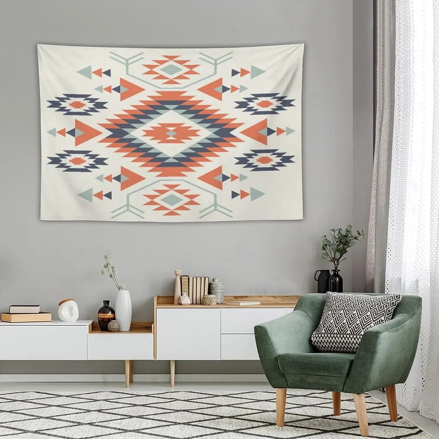 Southwestern Aztec Tapestry Wall Hanging Southwest Native American