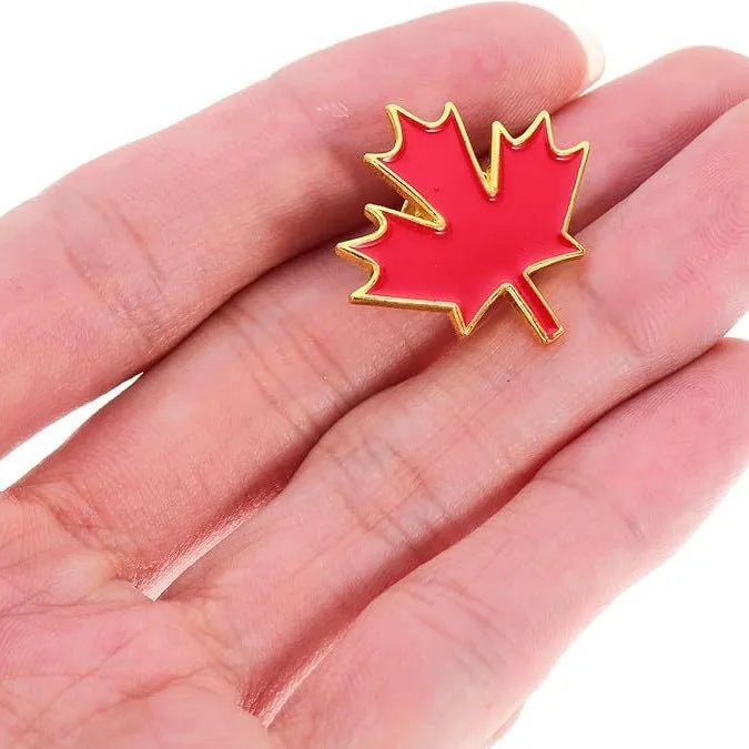 5pcs Enamel Red Maple Brooch Pins