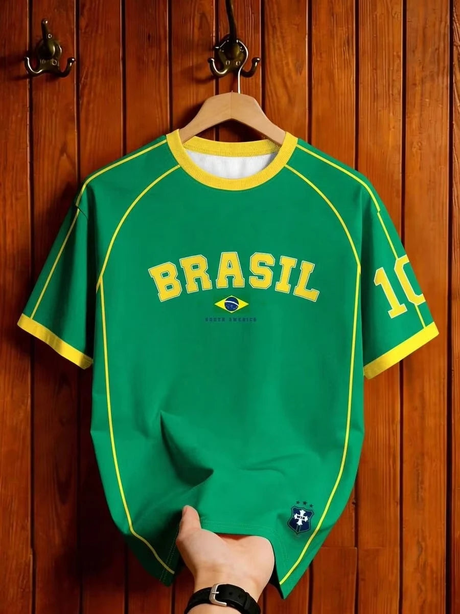 Brazil Football Jersey Retro Print Tee