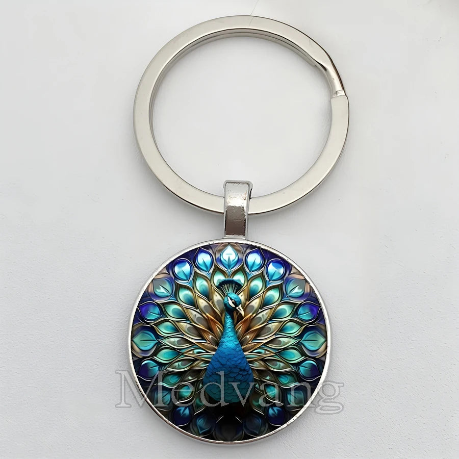 Beautiful Colorful Peacock Keychain