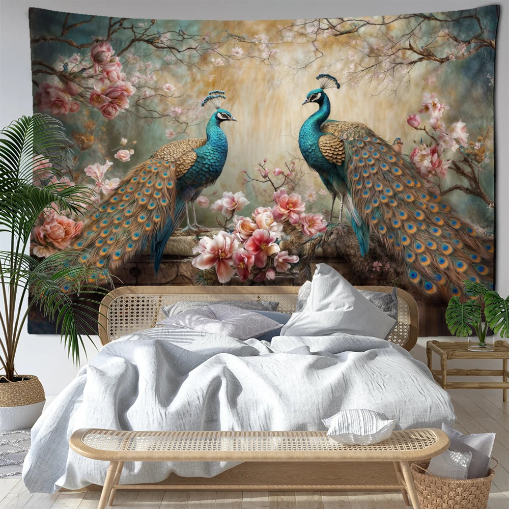 Vintage Peacock Tapestry