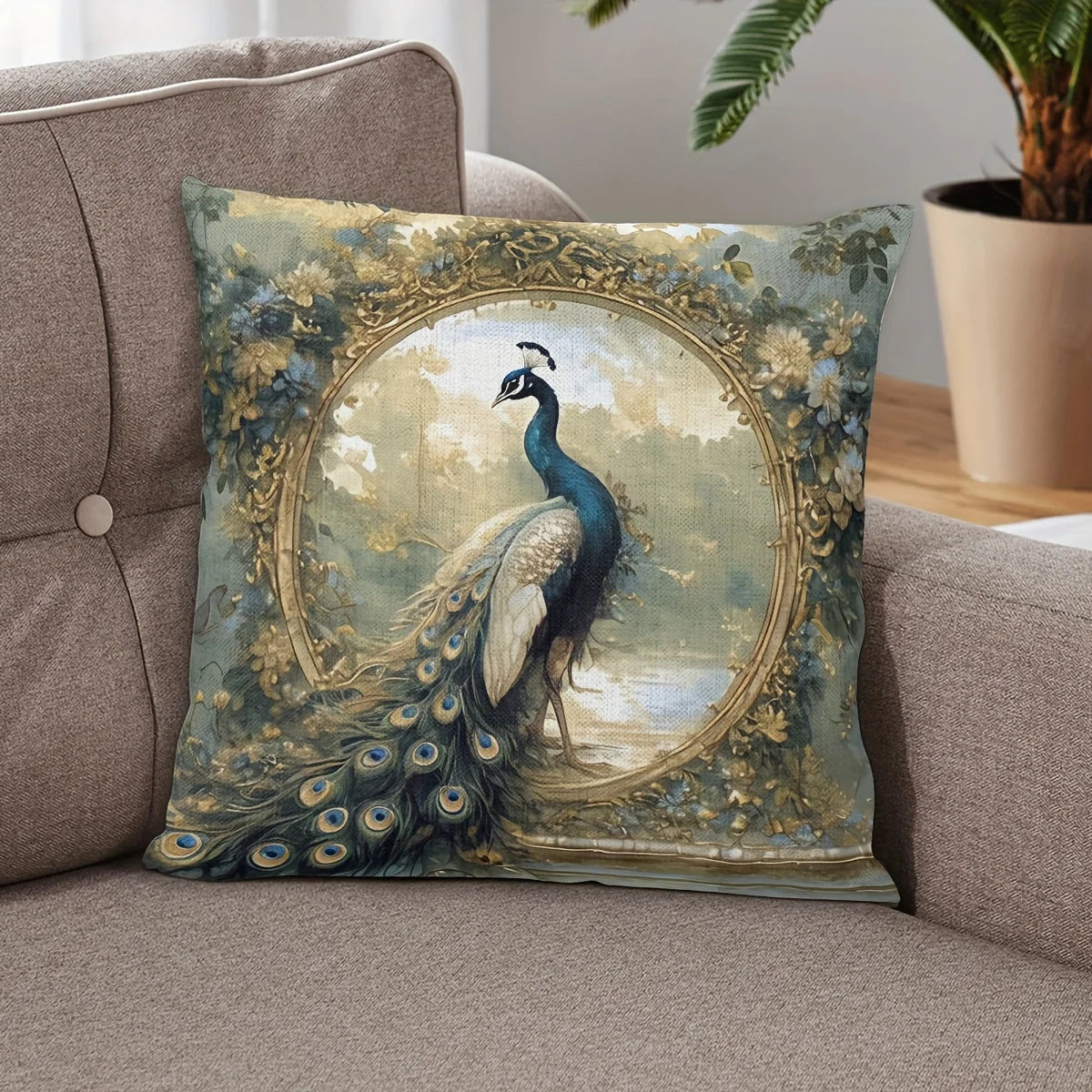 Rustic Peacock Pillow