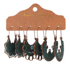 Vintage Bronze Irregular Geometric Triangle Arrow Tassel Dangle Earrings