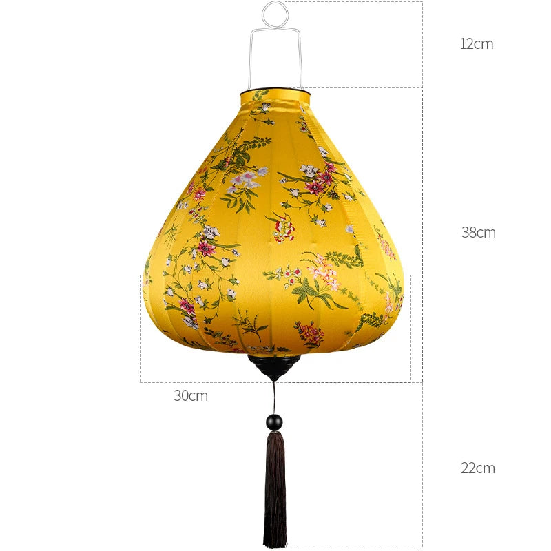Chinese Silk Ancient Style Floral Hanging Lantern