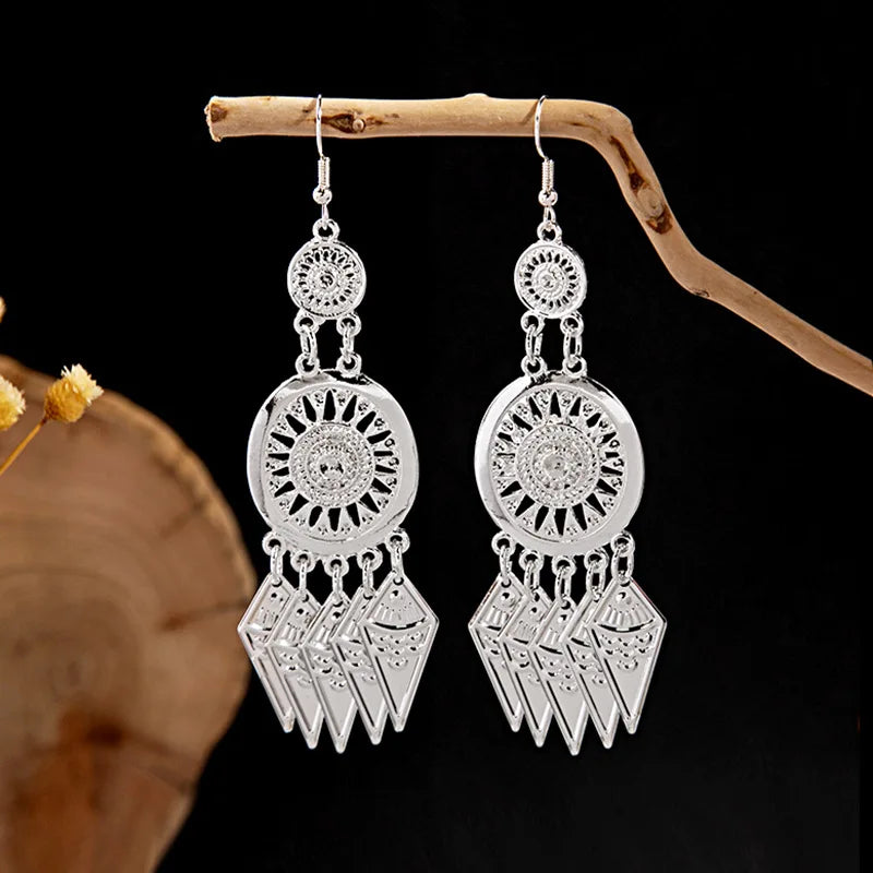 Ethnic Tibetan Silver Color Earrings