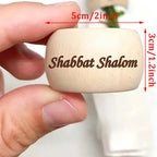 5Pcs Shabbat Shalom Wooden Napkin Rings