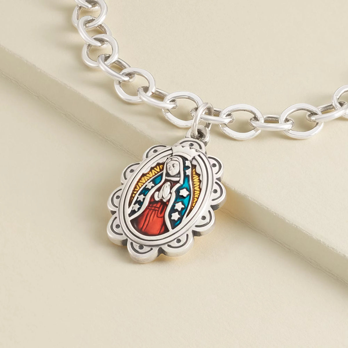Sterling silver Enamel Virgin of Guadalupe Charm