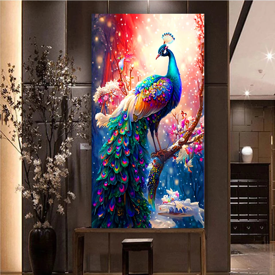Color Peacock Scenery Diamond Painting Kit