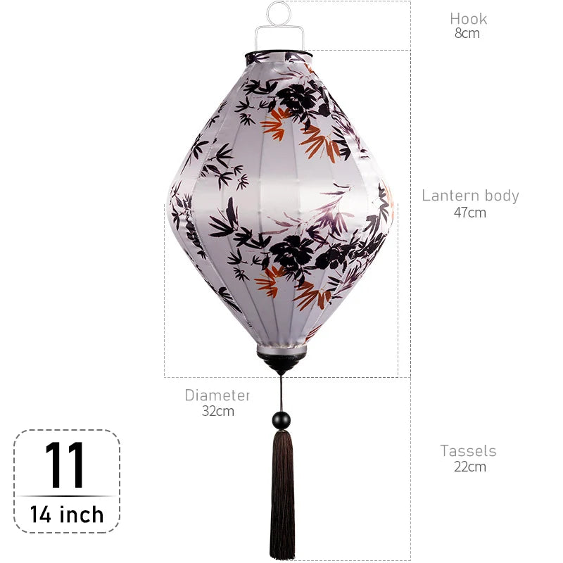 Chinese Floral Pattern Silk Lantern