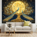 Golden Peacock Tapestry