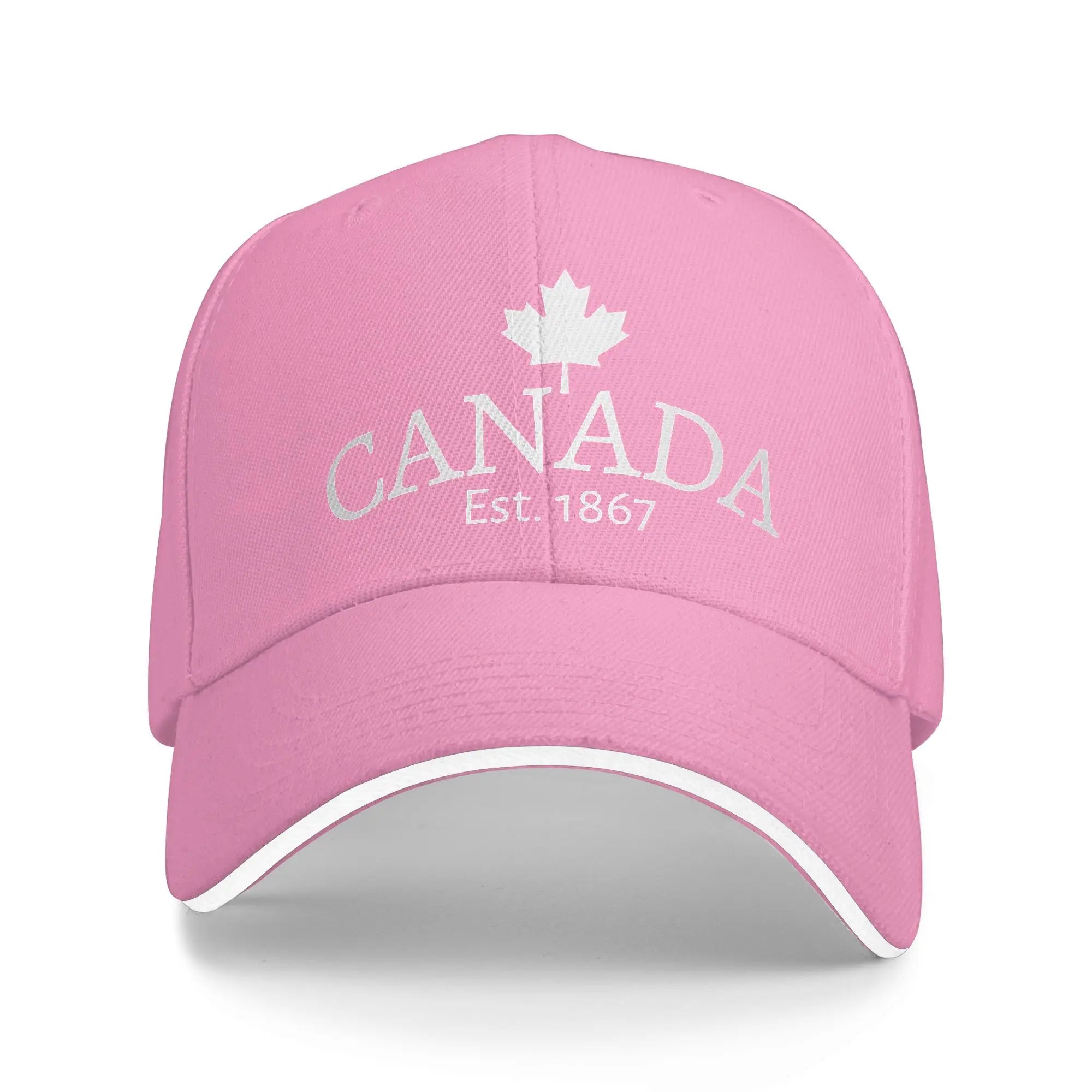 Whtie Canada Est. 1867 with small Maple Leaf Canada Baseball Cap  Outdoor Sport Sunscreen Trucker Hat Female Male Snapback Cap