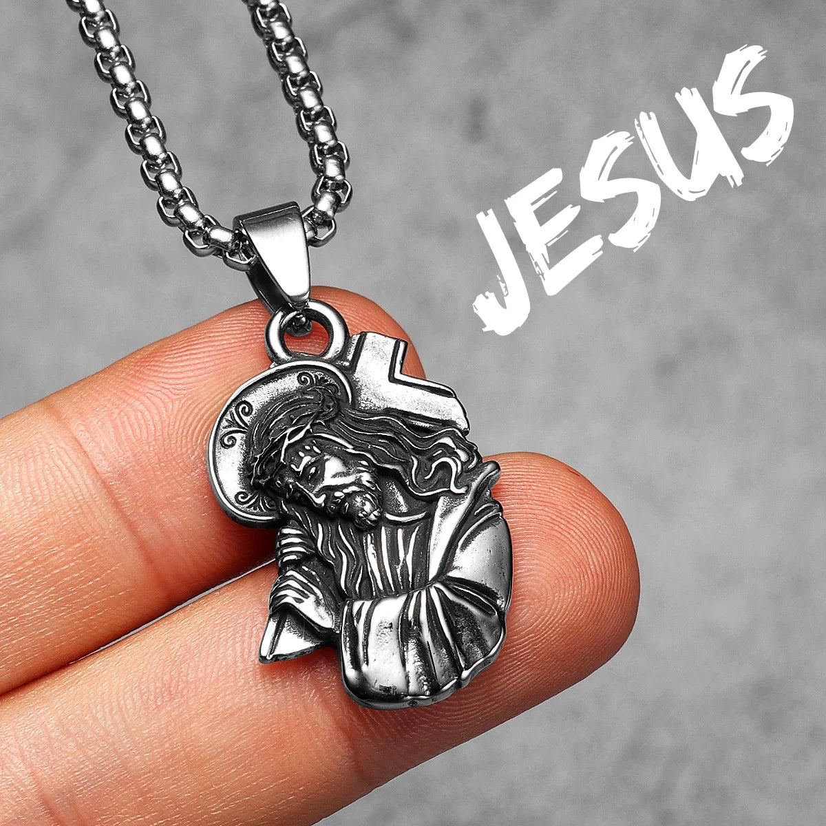 Jesus Heart Cross Necklaces Pendant Chain