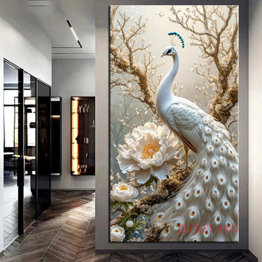 White Peacock Diamond Painting