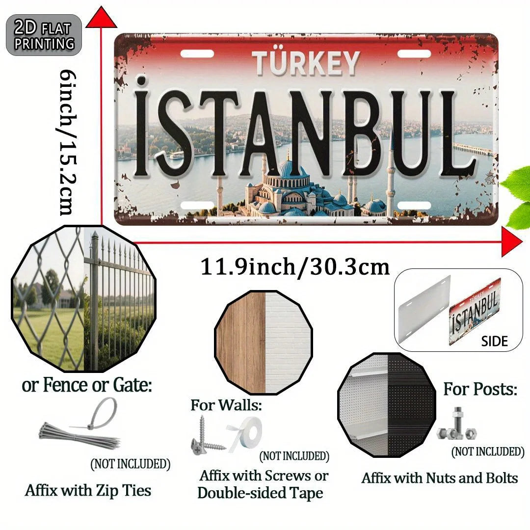 Istanbul Turkey Blue Mosque Scenery Themed Aluminum Metal Sign