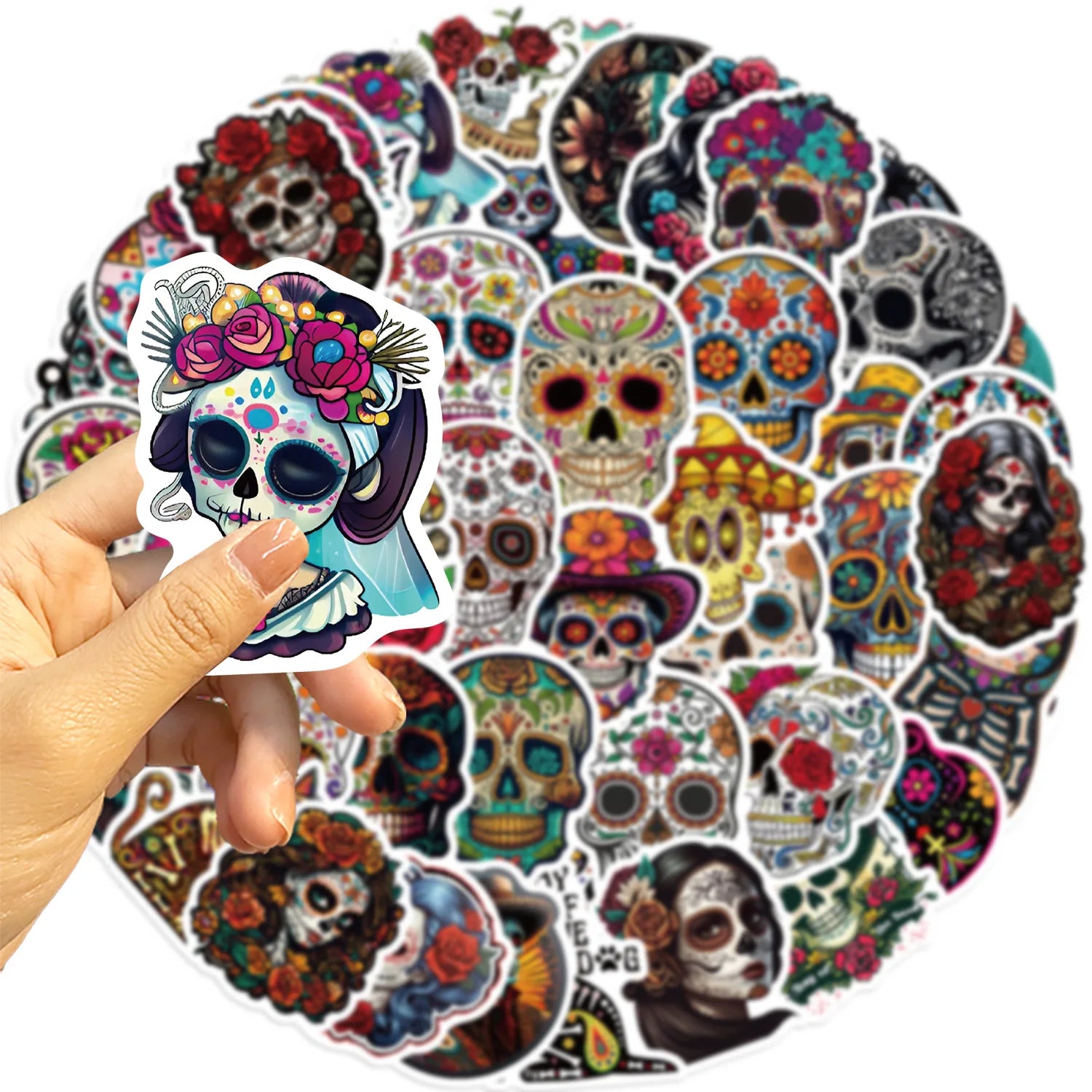 10/30/50PCS Day of the Dead Stickers Skull