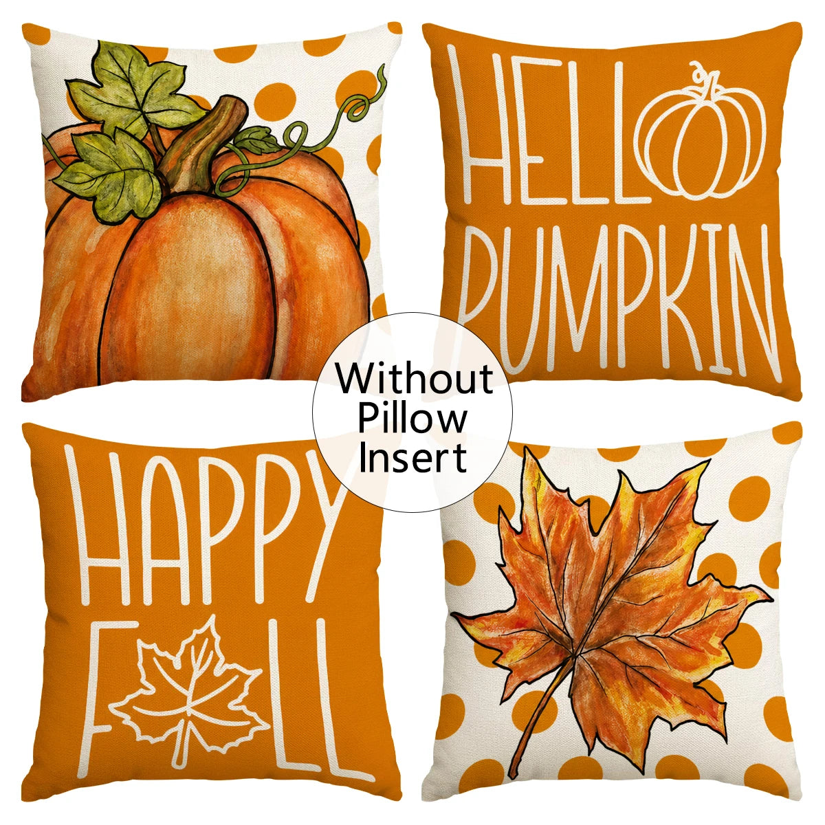 4pcs Autumn Thanksgiving Pillow Cover