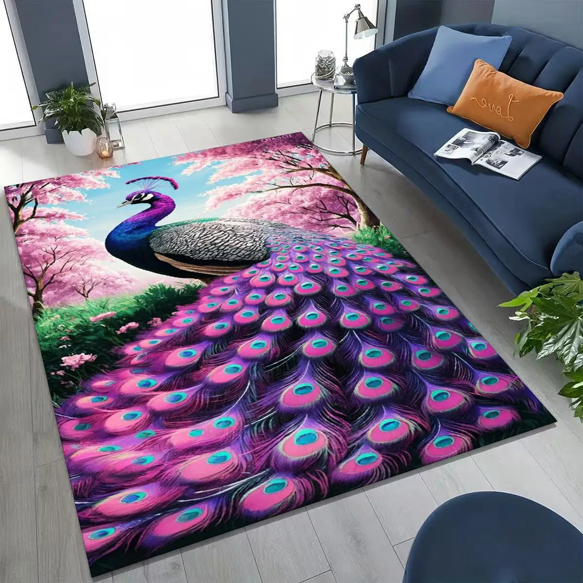 Colorful Peacock Birds Rug
