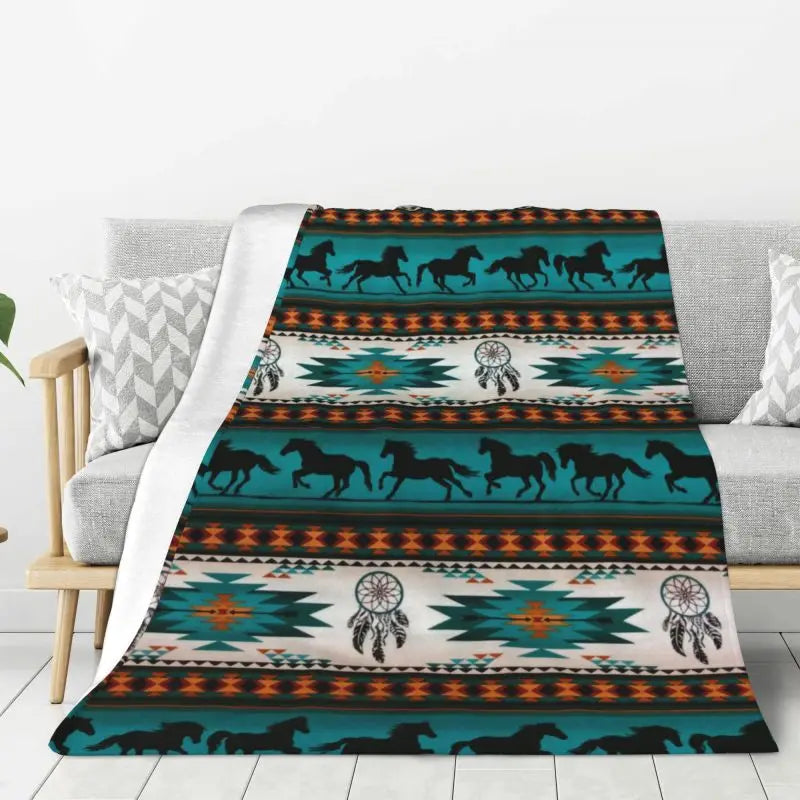 Native American Navajo Boho Aztec Pattern Blanket