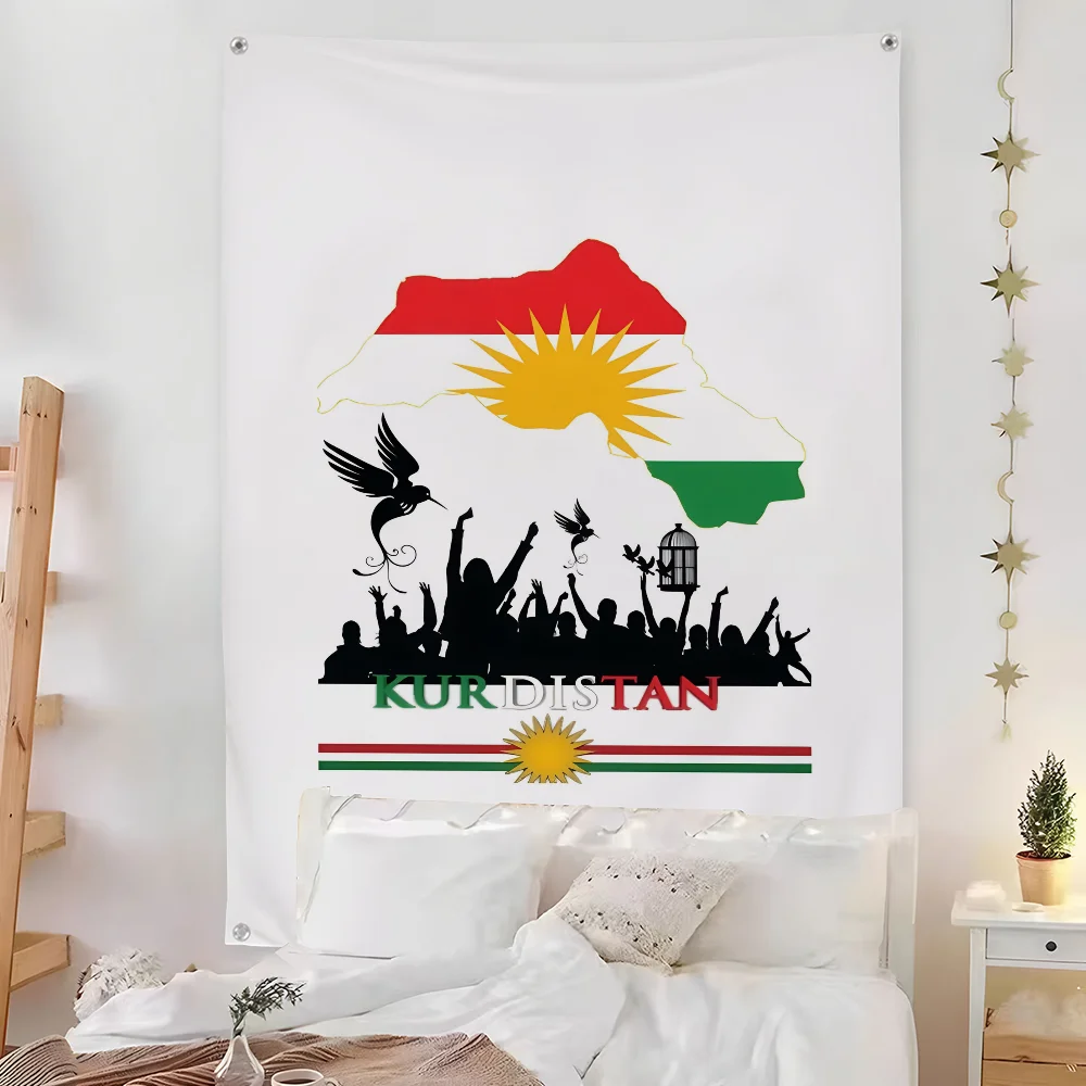 خريطة نسر كردستان علم آزادي غرفة نوم معيشة بار حديقة ديكور خارجي من الألياف الدقيقة لافتة فنية للخلفية للمهرجانات