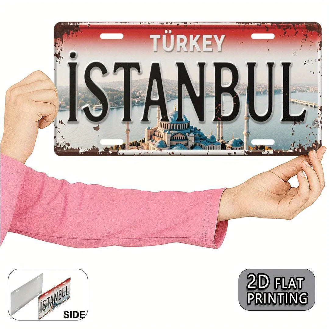 Istanbul Turkey Blue Mosque Scenery Themed Aluminum Metal Sign