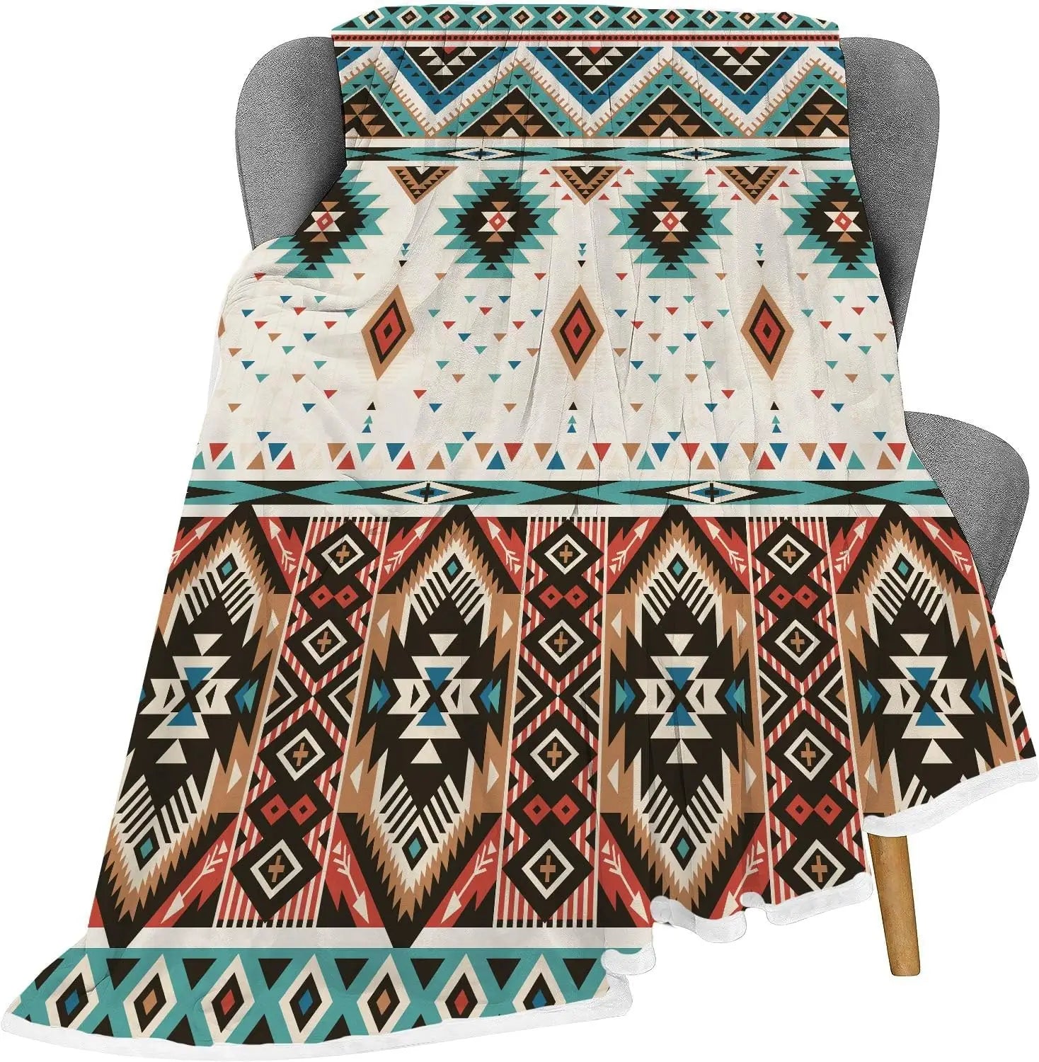 Aztec Throw Blankets, Southwestern Native Tribal Navajo