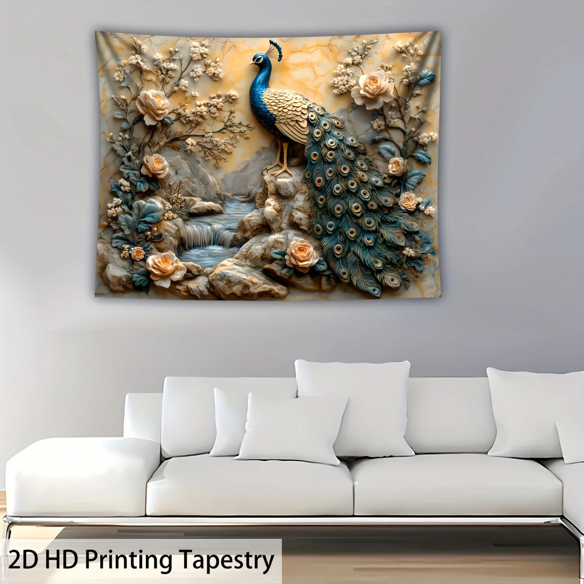 Peacock Waterfall Tapestry