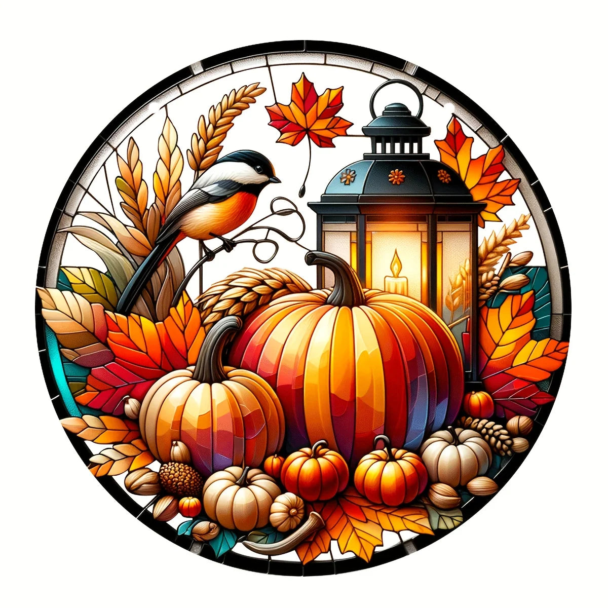 Vibrant Fall Pumpkin Acrylic Window Hanging Sun Catcher